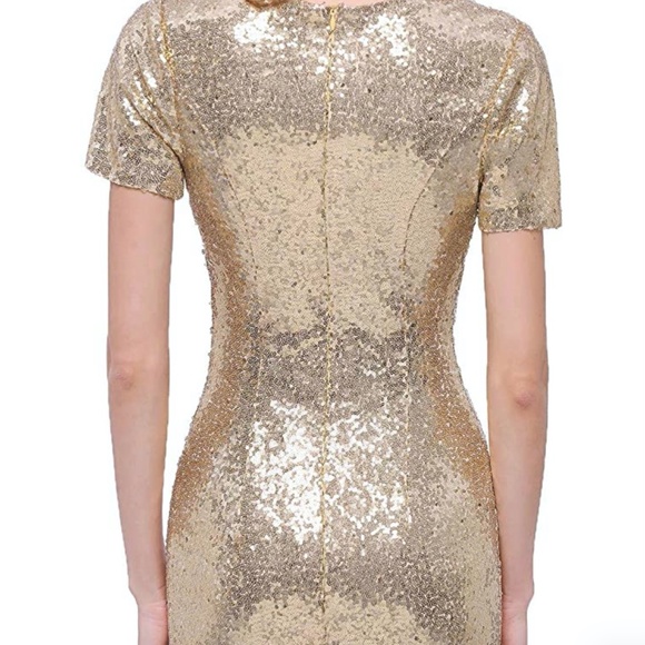 NWT Gold Sequin Long Dress - Picture 4 of 6